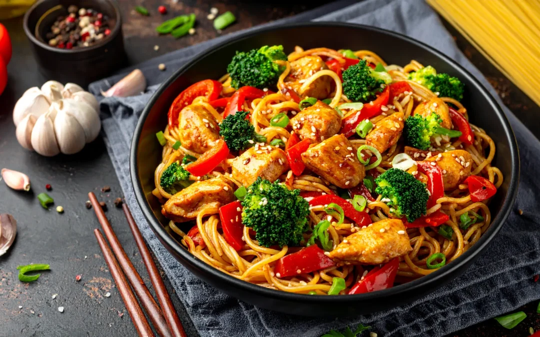 Soy & Ginger Noodle Stir-Fry with  Chicken & Veg